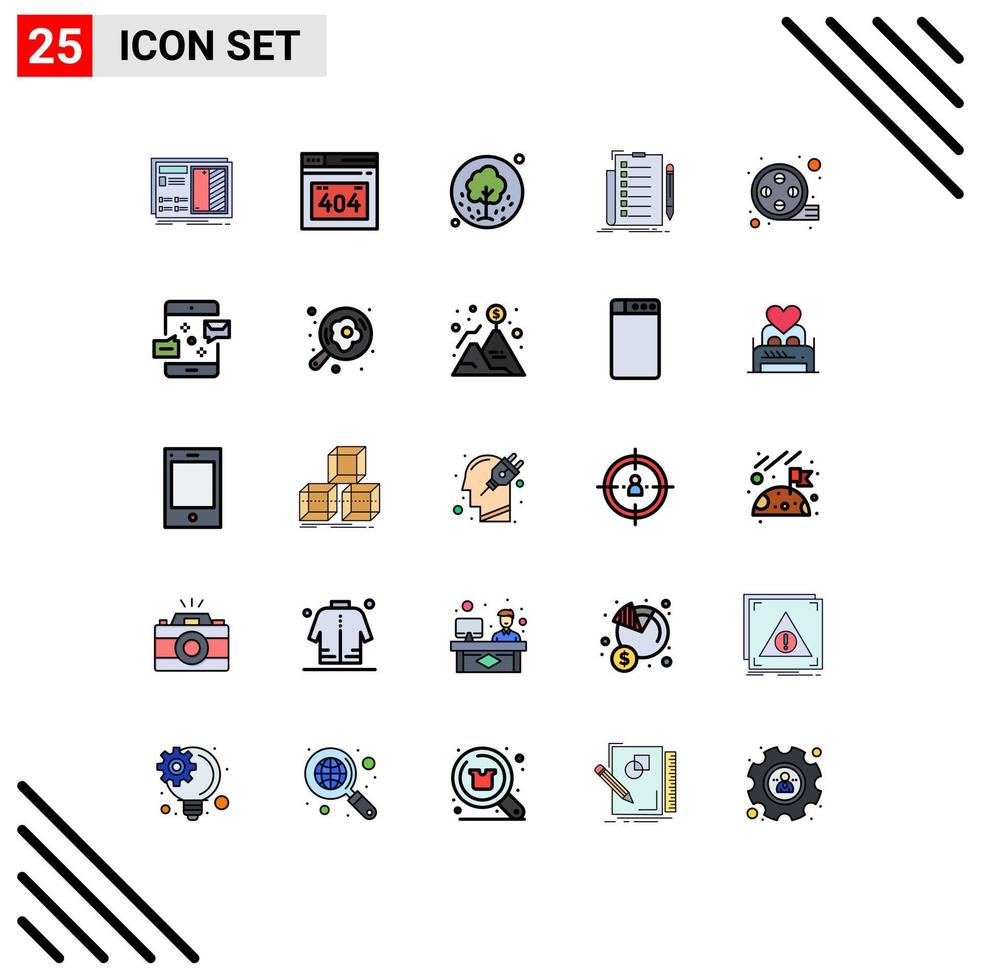 paquete de iconos de vector de stock de 25 signos y símbolos de línea para elementos de diseño de vector editables de naturaleza de lista de verificación de árbol de comprobación de documentos