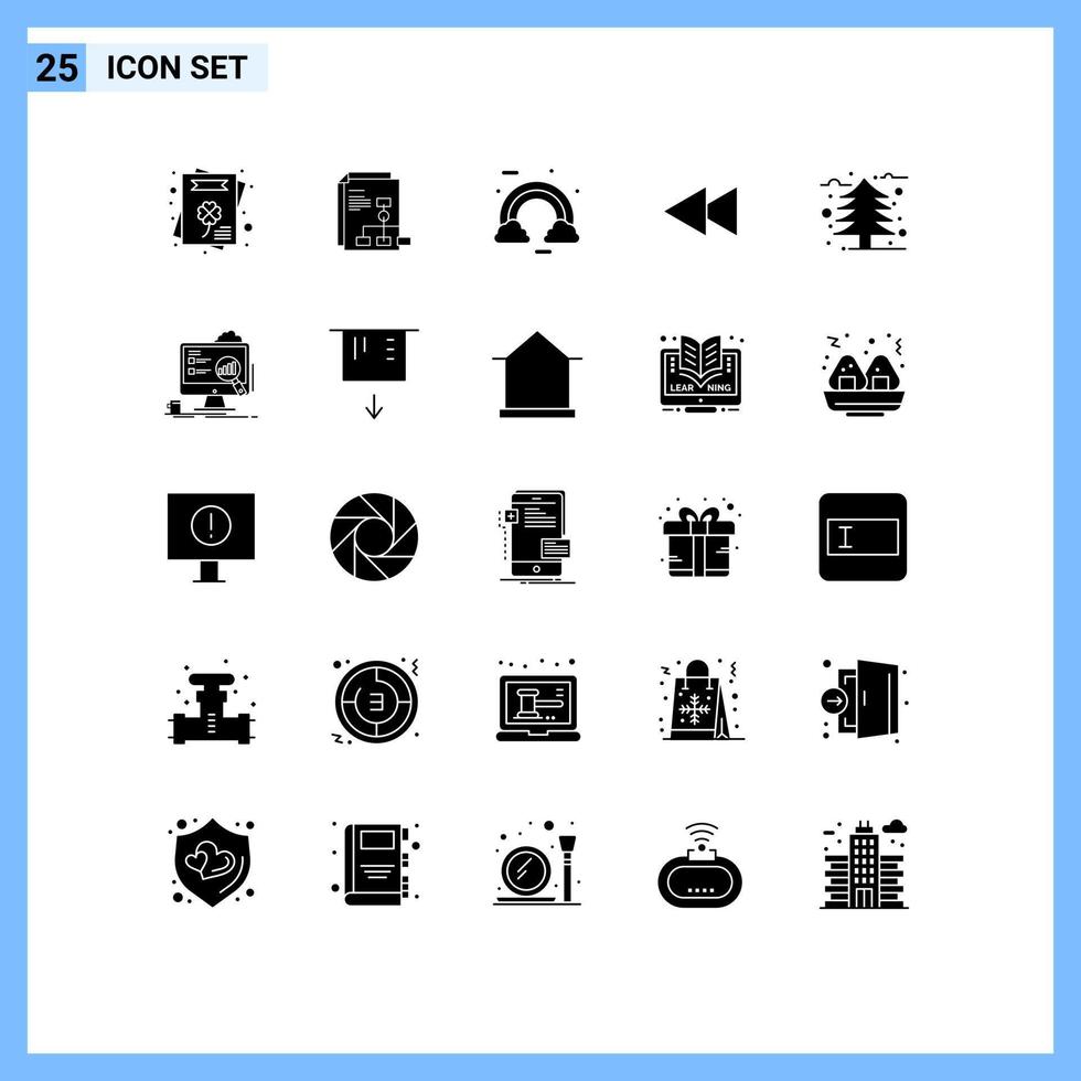 paquete de iconos de vector de stock de 25 signos y símbolos de línea para elementos de diseño de vector editables de flecha inversa de nube de rebobinado de árbol