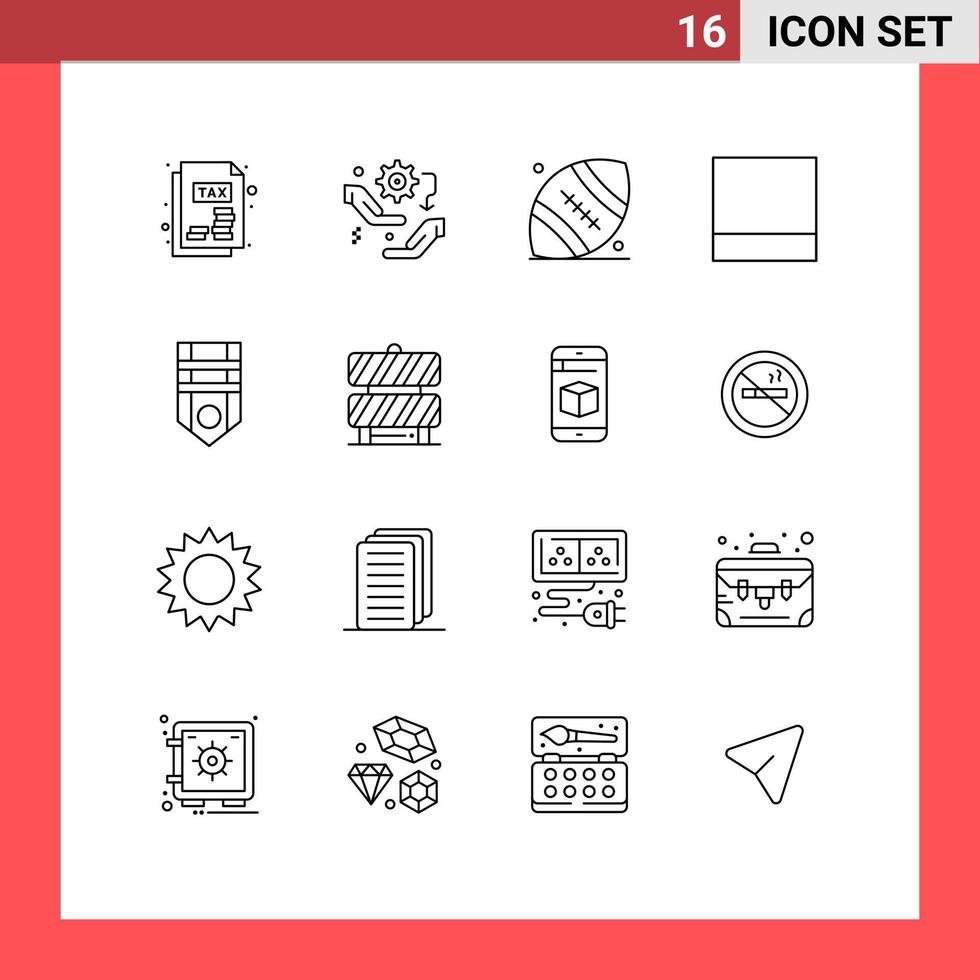 16 Creative Icons Modern Signs and Symbols of stripe military american football badge grid Editable Vector Design Elements