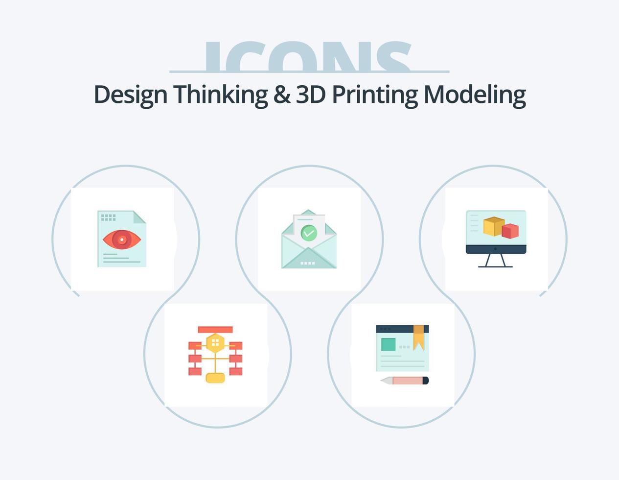 Design Thinking And D Printing Modeling Flat Icon Pack 5 Icon Design. computer. envelope. education. email. computing vector