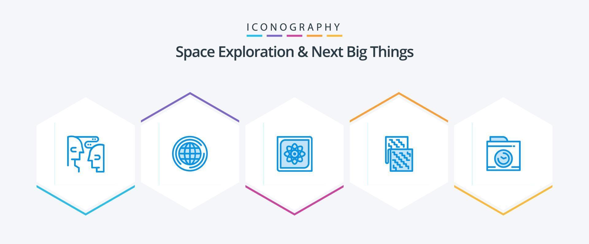 Space Exploration And Next Big Things 25 Blue icon pack including material. fabric. computation. electronic. future vector