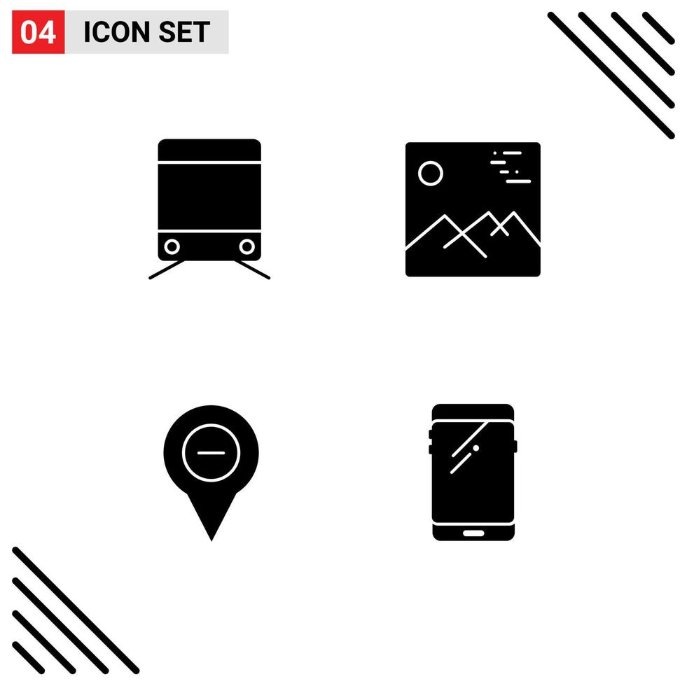 Modern Set of 4 Solid Glyphs and symbols such as sign navigation gallery canada minus Editable Vector Design Elements