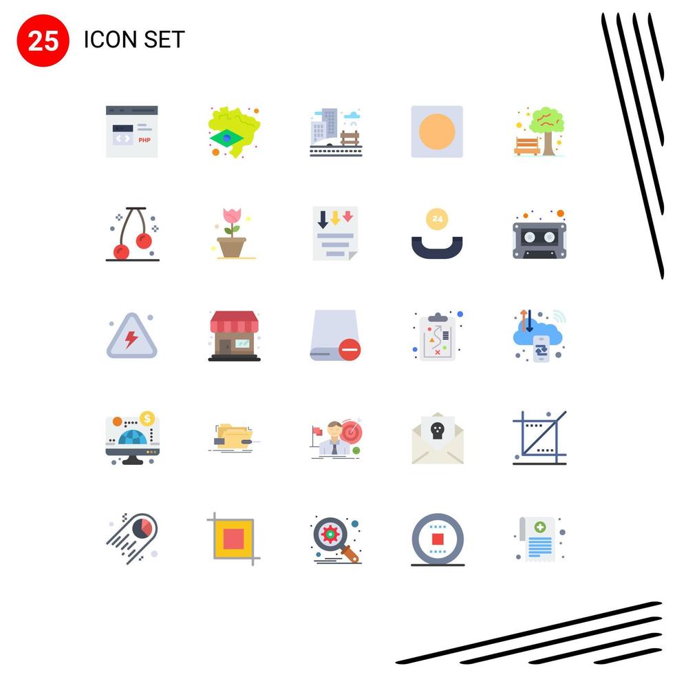 grupo de símbolos de icono universal de 25 colores planos modernos de diseño de ciudad de superposición de parque elementos de diseño vectorial editables creativos vector