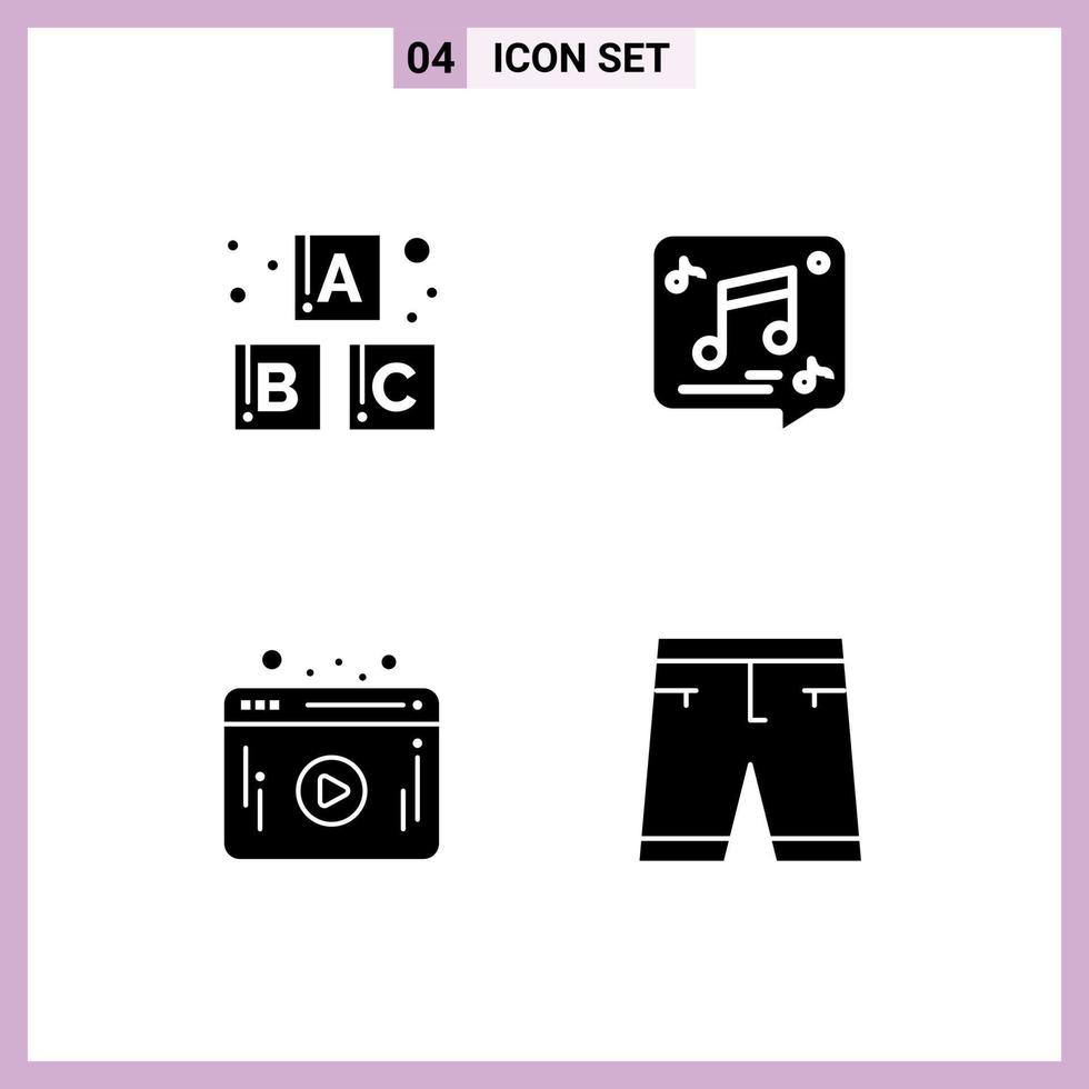 Stock Vector Icon Pack of 4 Line Signs and Symbols for alphabet web chat music accessories Editable Vector Design Elements