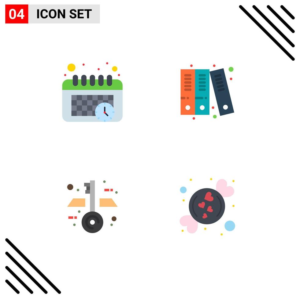 Modern Set of 4 Flat Icons and symbols such as calendar candy archive architecture romantic Editable Vector Design Elements