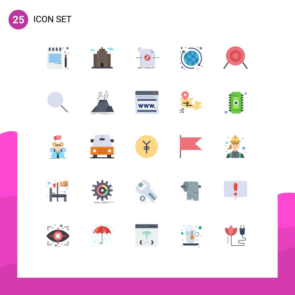 Group of 25 Flat Colors Signs and Symbols for target archery file world seo Editable Vector Design Elements