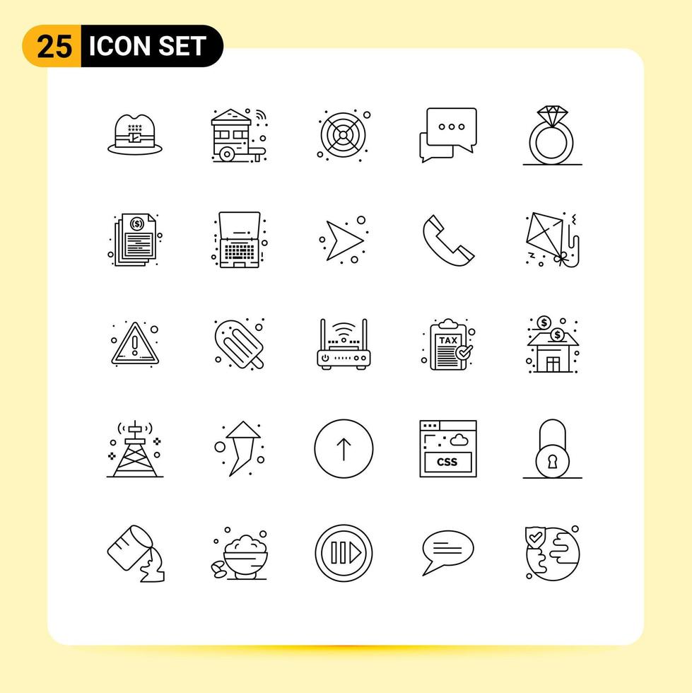 Set of 25 Vector Lines on Grid for ring diamond computer bubble conversation Editable Vector Design Elements