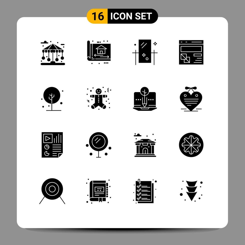 16 Universal Solid Glyphs Set for Web and Mobile Applications page develop design browser mirror Editable Vector Design Elements