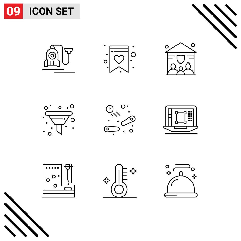 9 Thematic Vector Outlines and Editable Symbols of play fun insurance pinball sort Editable Vector Design Elements