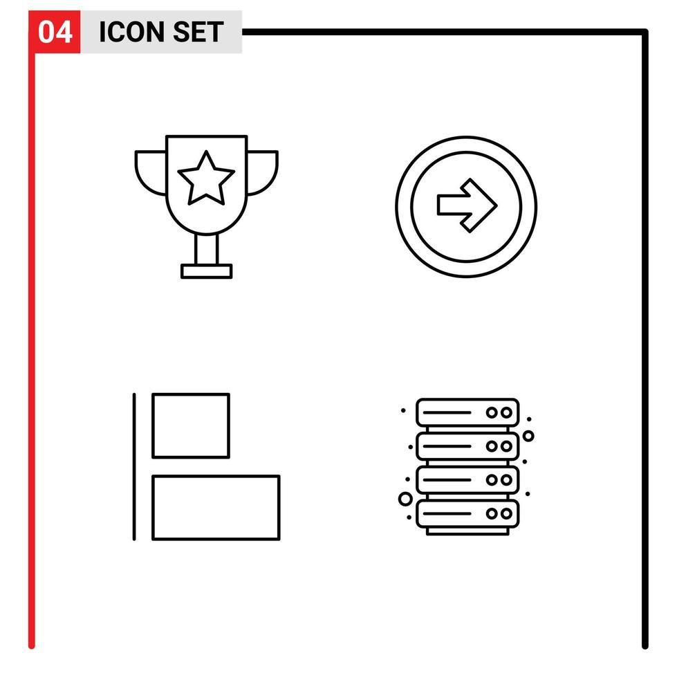 4 Thematic Vector Filledline Flat Colors and Editable Symbols of award horizontal arrow user interface cloud Editable Vector Design Elements