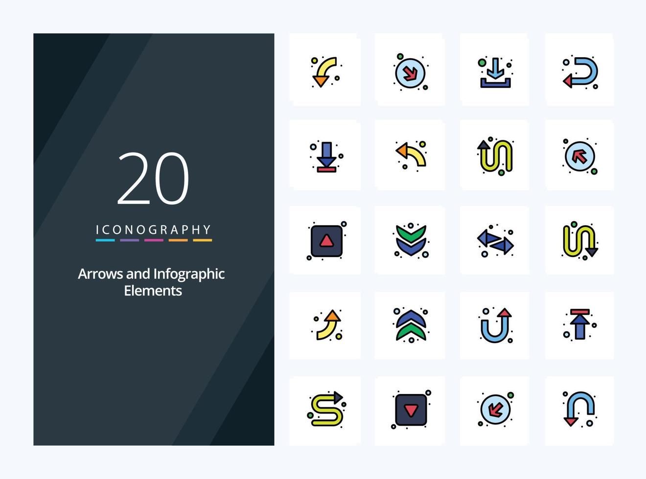 20 Arrow line Filled icon for presentation vector