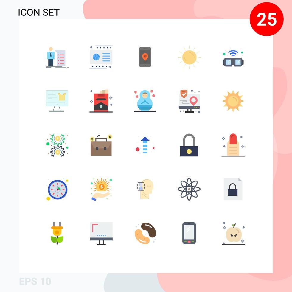 Set of 25 Modern UI Icons Symbols Signs for summer sunset payment weather smartphone Editable Vector Design Elements