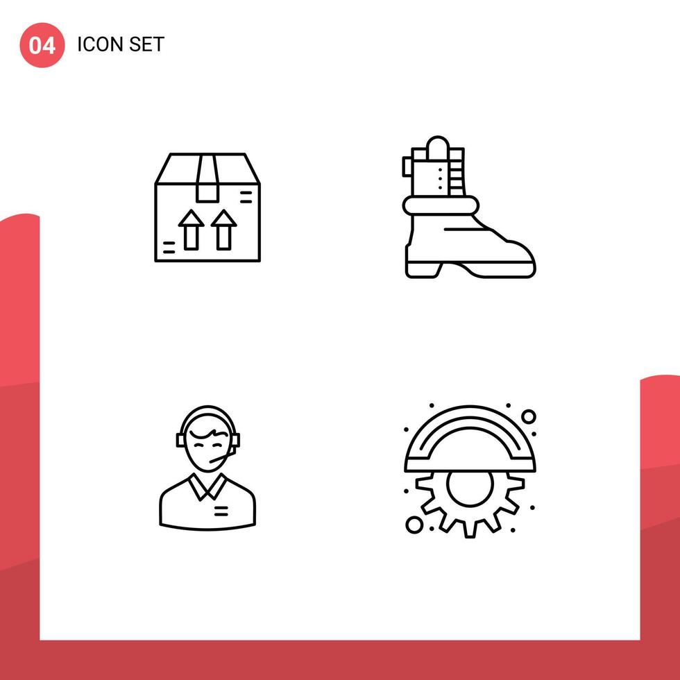 4 Creative Icons Modern Signs and Symbols of box customer shose support online consultant Editable Vector Design Elements