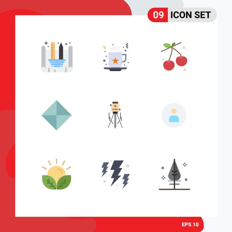 Universal Icon Symbols Group of 9 Modern Flat Colors of construction laser cherry symbols sign Editable Vector Design Elements