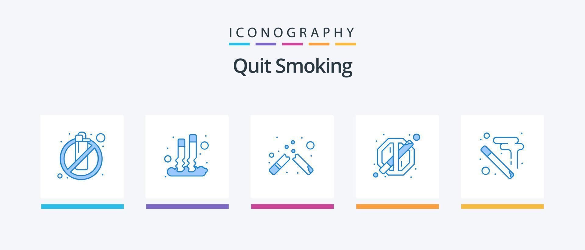 Quit Smoking Blue 5 Icon Pack Including not allowed. block. smoking. banned. smoking. Creative Icons Design vector