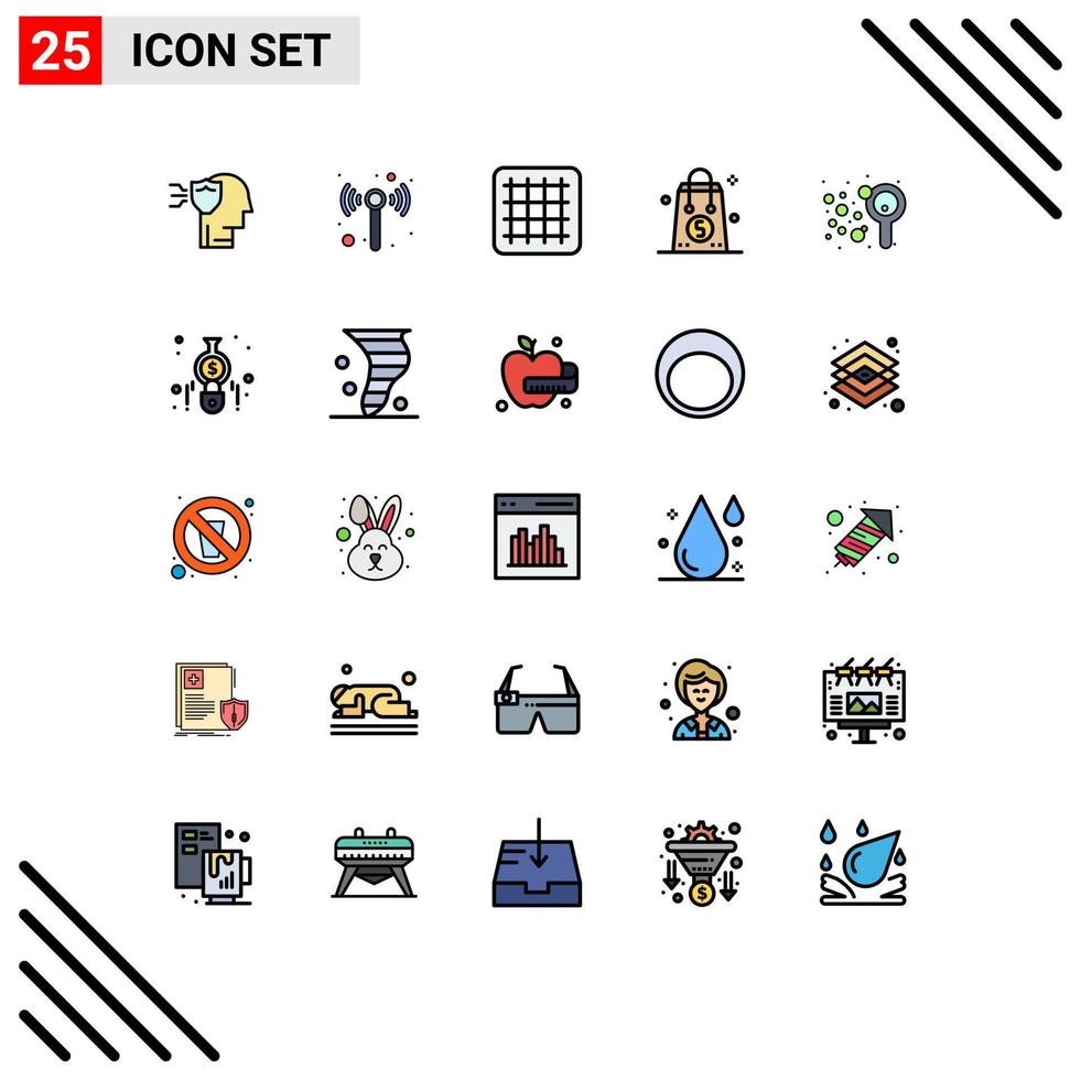 Stock Vector Icon Pack of 25 Line Signs and Symbols for soap bubbles layout blow shopping Editable Vector Design Elements
