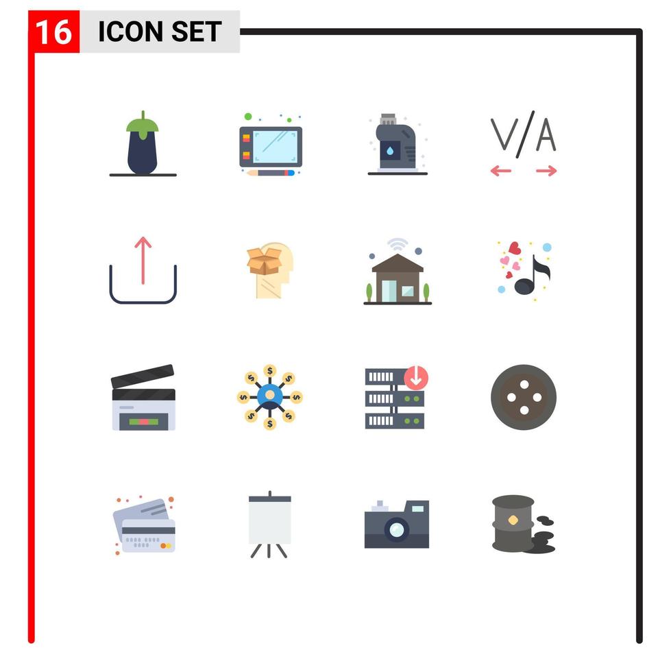 16 User Interface Flat Color Pack of modern Signs and Symbols of box ui cleaner multimedia kerning Editable Pack of Creative Vector Design Elements