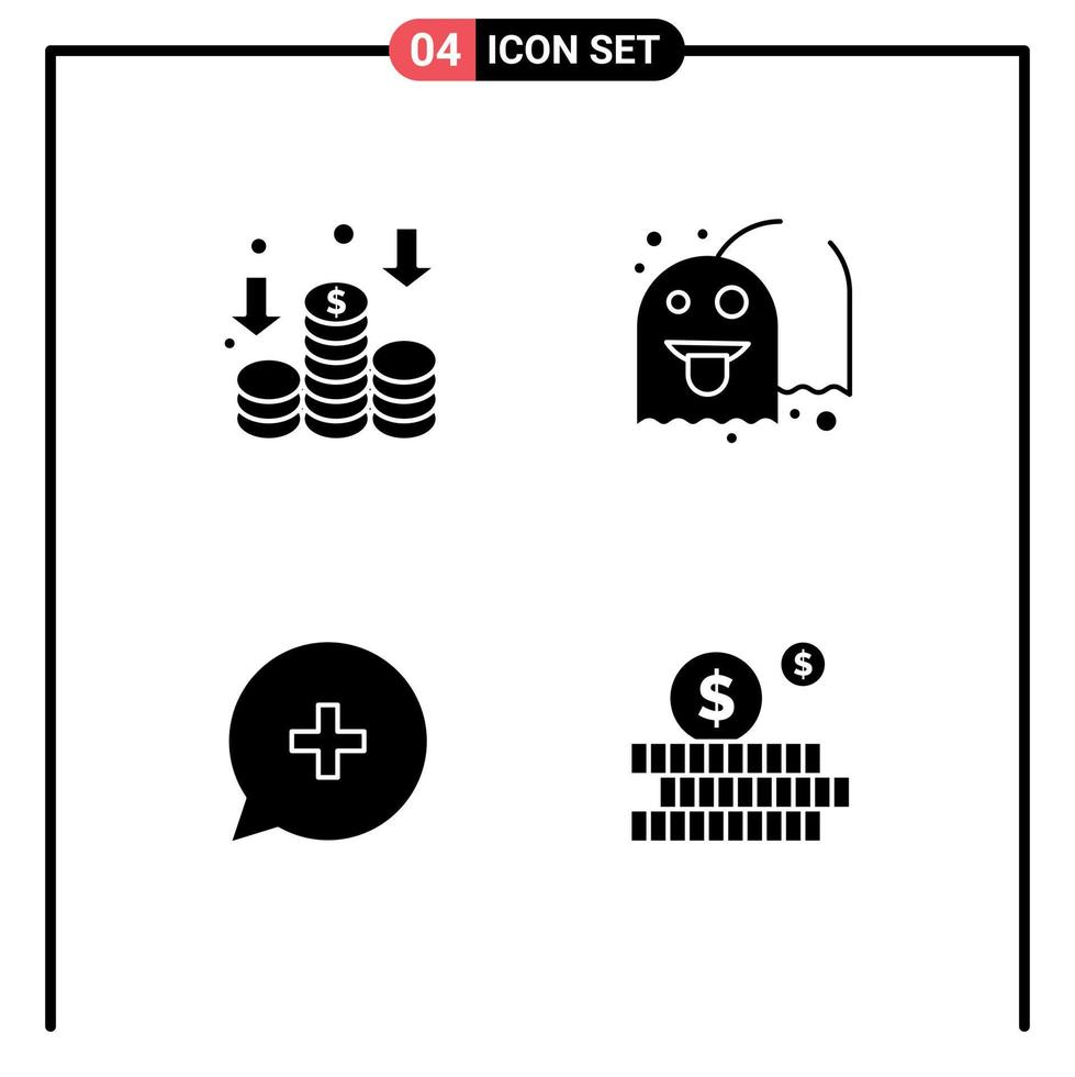 4 Creative Icons Modern Signs and Symbols of finance new ghost fun budget Editable Vector Design Elements
