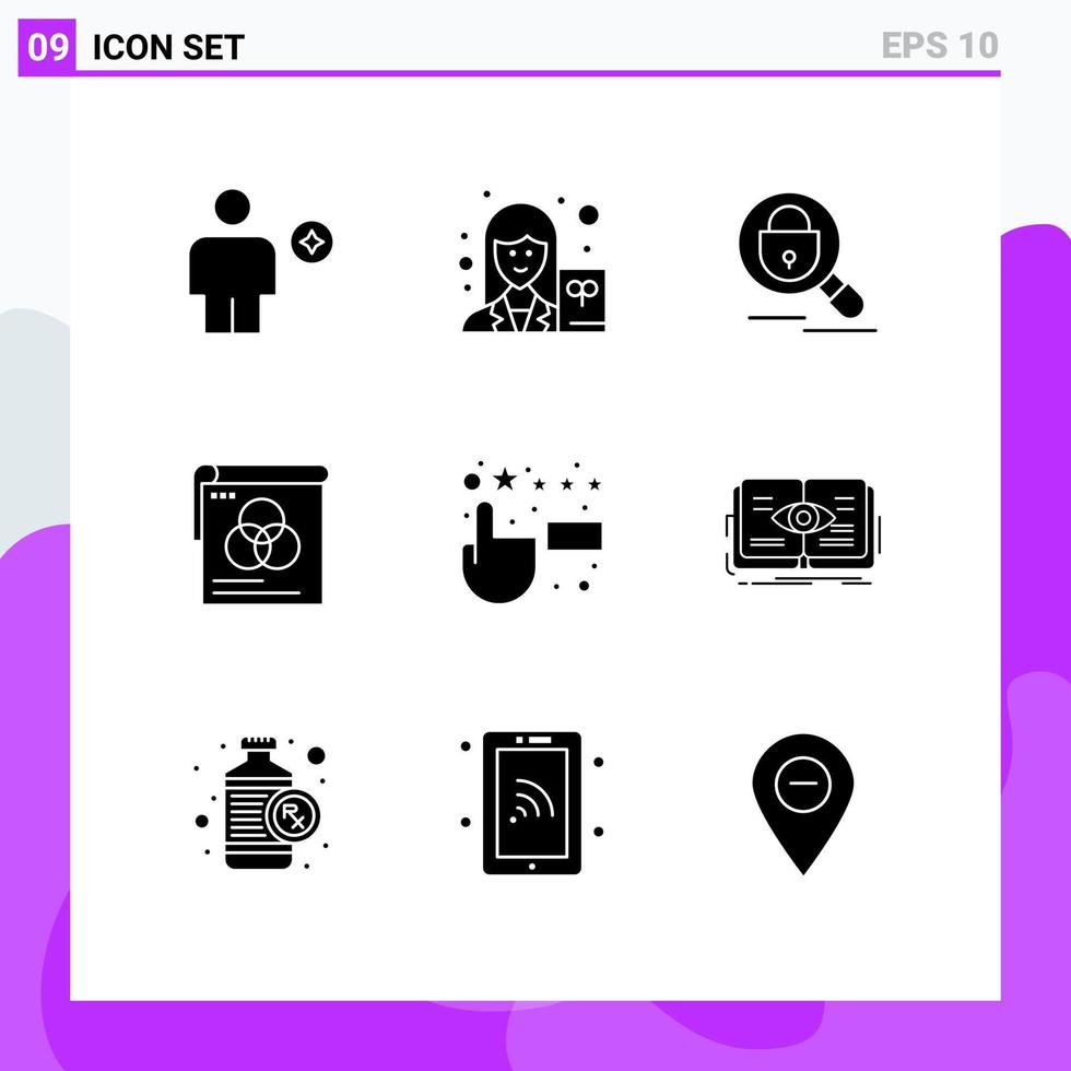 Universal Icon Symbols Group of 9 Modern Solid Glyphs of customer satisfaction wallpaper writer poster internet Editable Vector Design Elements