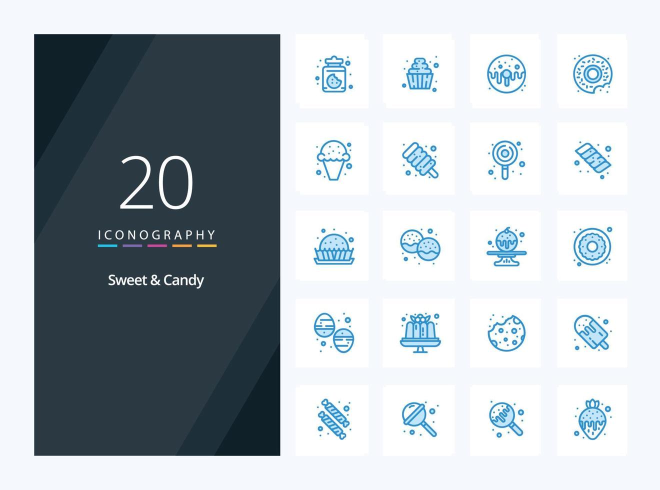 20 Sweet And Candy Blue Color icon for presentation vector