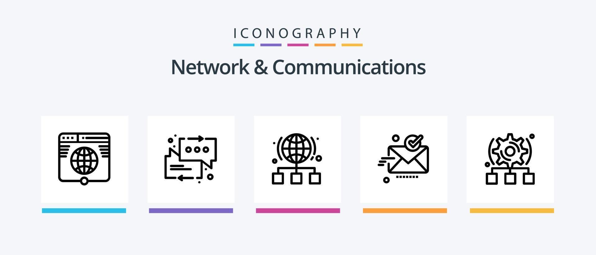 Network And Communications Line 5 Icon Pack Including support. chat. music. messaging. message. Creative Icons Design vector