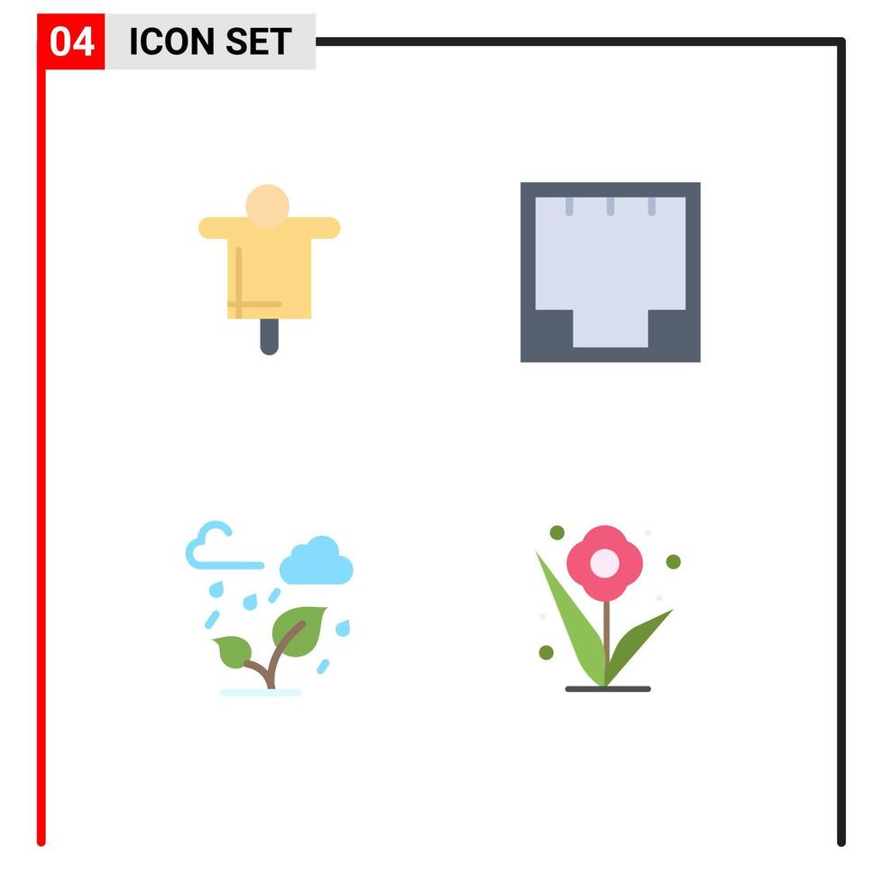 User Interface Pack of 4 Basic Flat Icons of agriculture green scarecrow internet cloud Editable Vector Design Elements