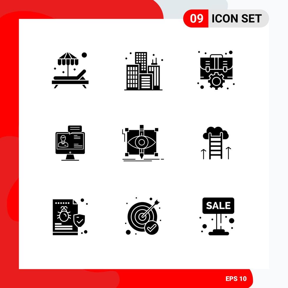 Solid Glyph Pack of 9 Universal Symbols of design meeting office dialog business Editable Vector Design Elements