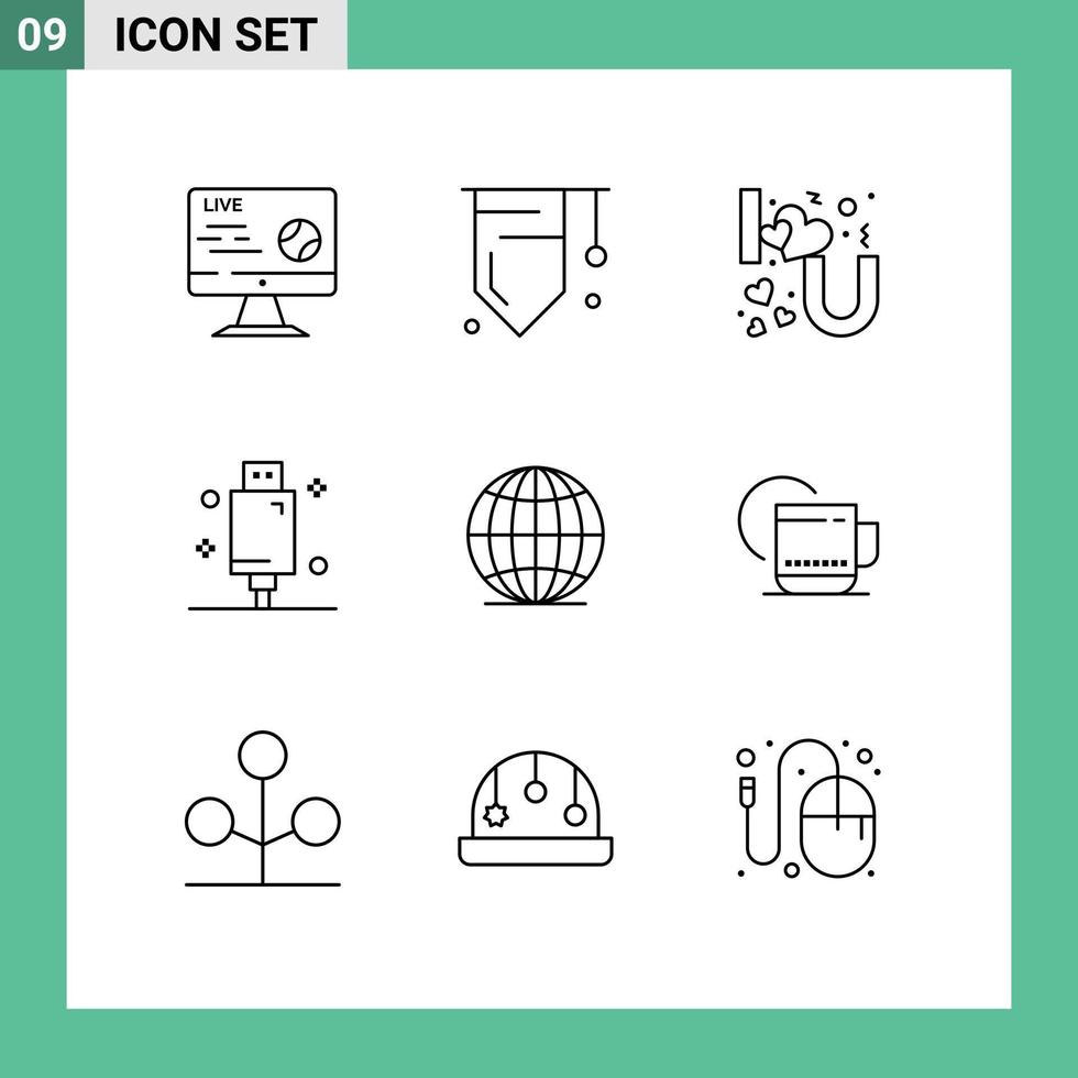 9 Outline concept for Websites Mobile and Apps equipment electric success devices you Editable Vector Design Elements