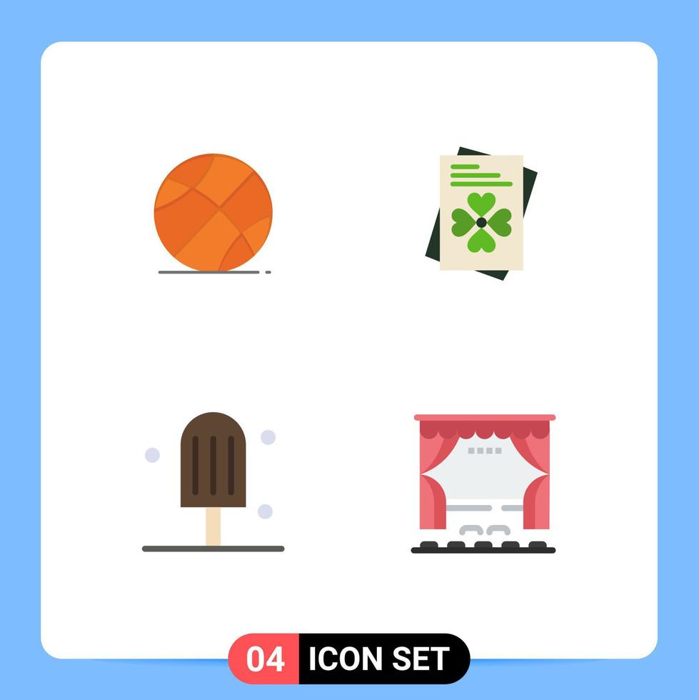 Stock Vector Icon Pack of 4 Line Signs and Symbols for ball ice education ireland cinema Editable Vector Design Elements