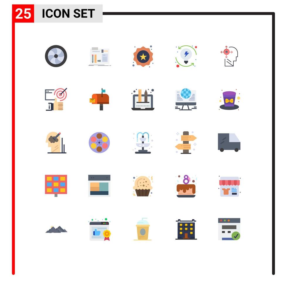 Group of 25 Flat Colors Signs and Symbols for mind progression workshop process shopping Editable Vector Design Elements