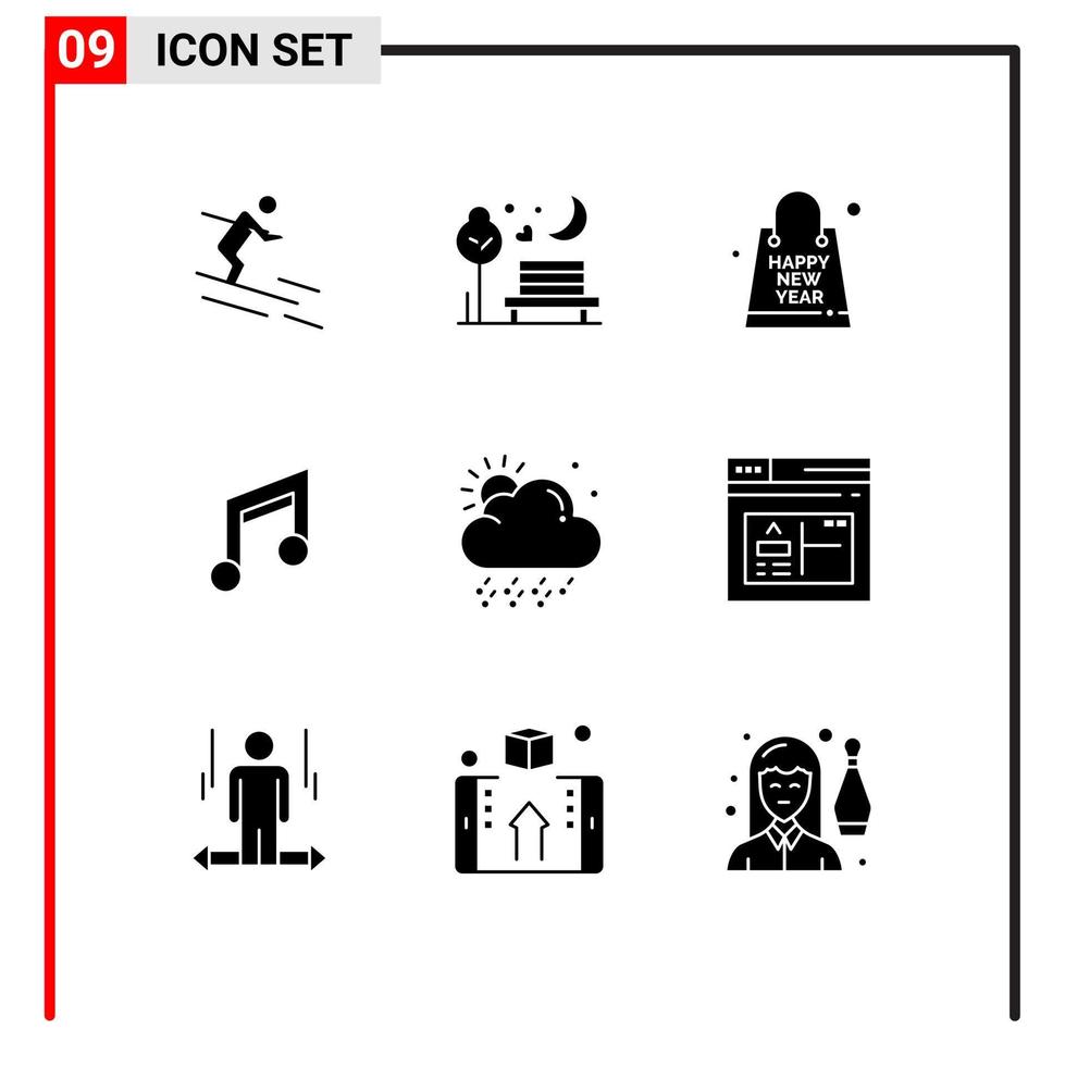 Universal Icon Symbols Group of 9 Modern Solid Glyphs of mobile basic park app souvenir Editable Vector Design Elements