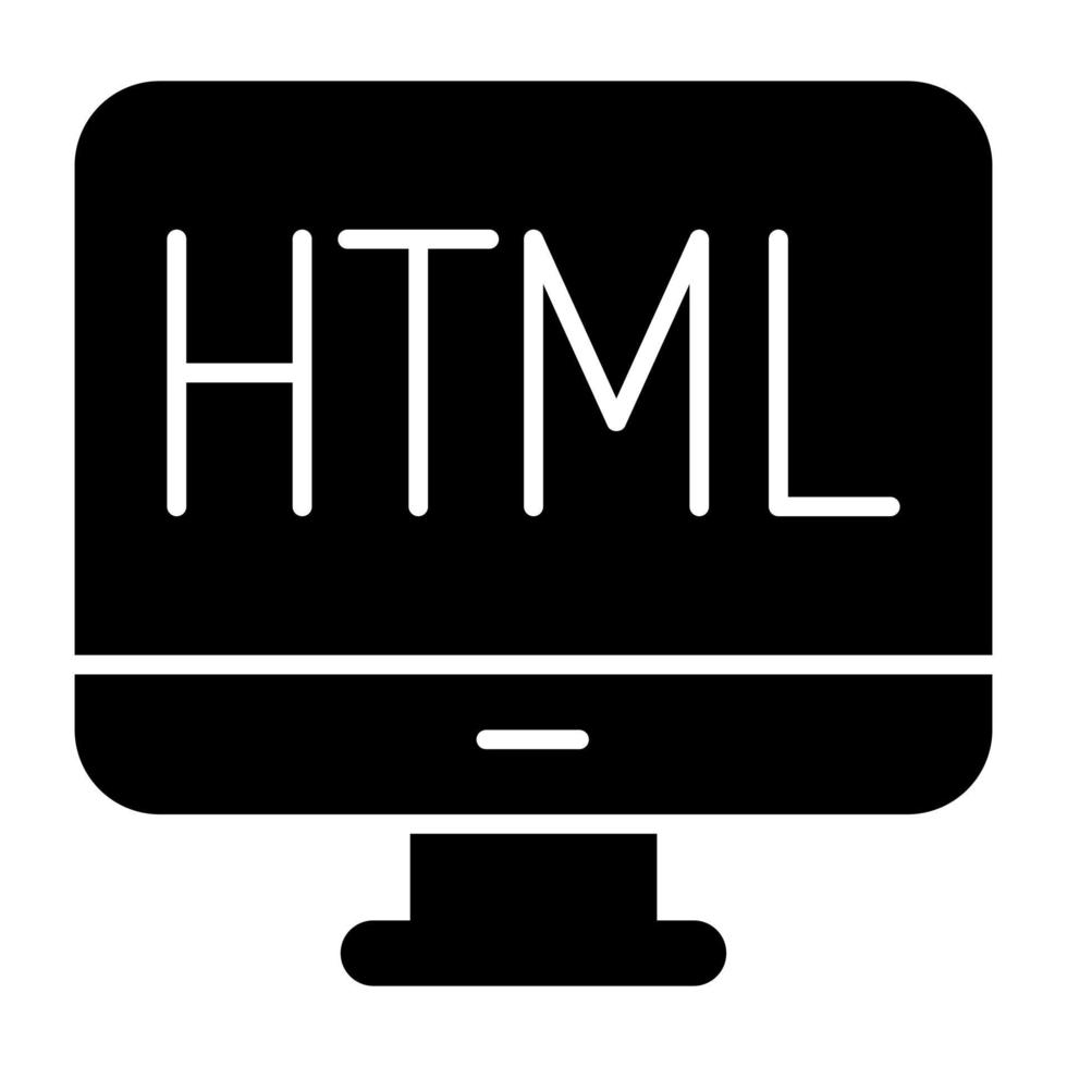 Solid design icon of html coding vector