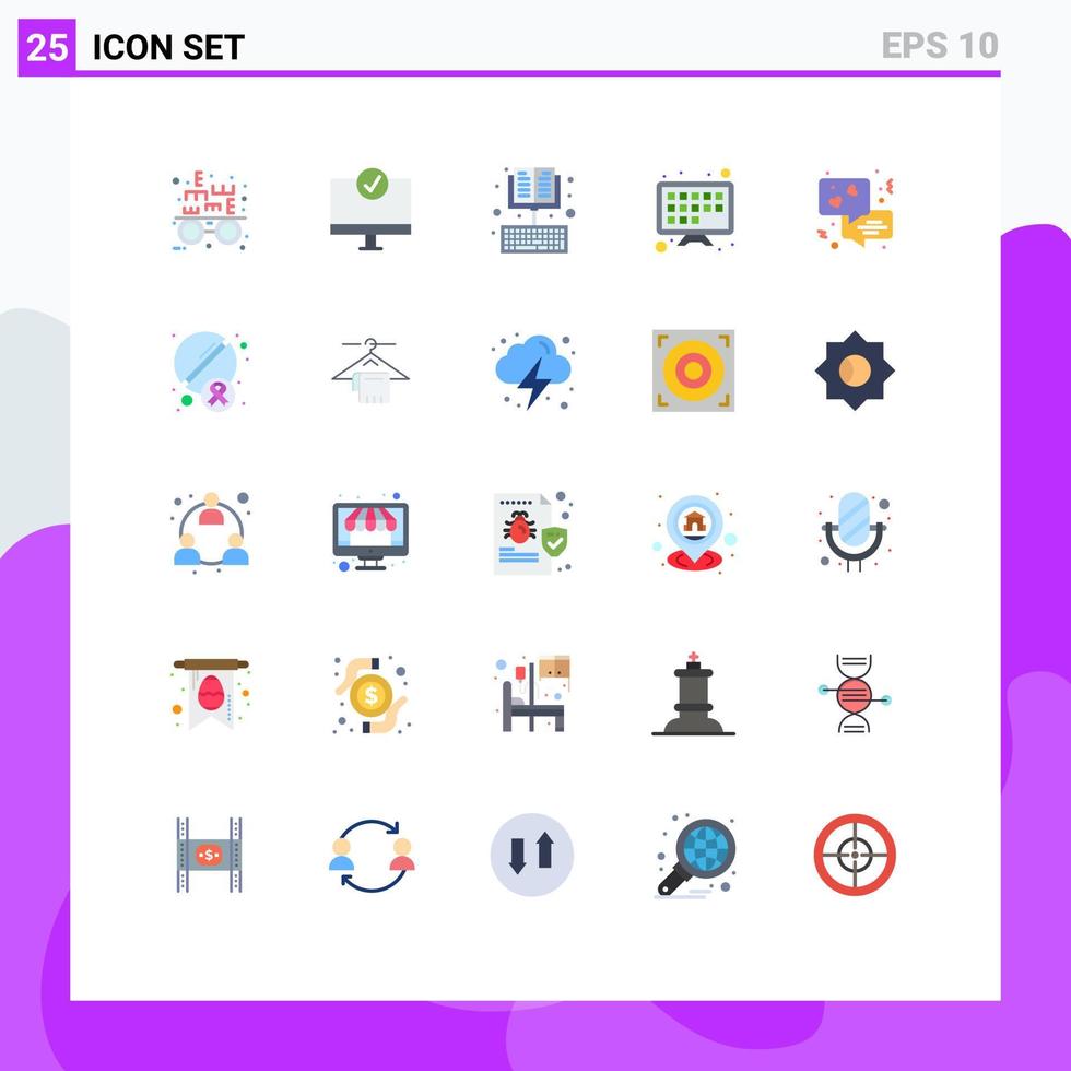 paquete de iconos de vector de stock de 25 signos y símbolos de línea para comunicación pantalla de tv en línea smart tv aprendizaje elementos de diseño de vector editables