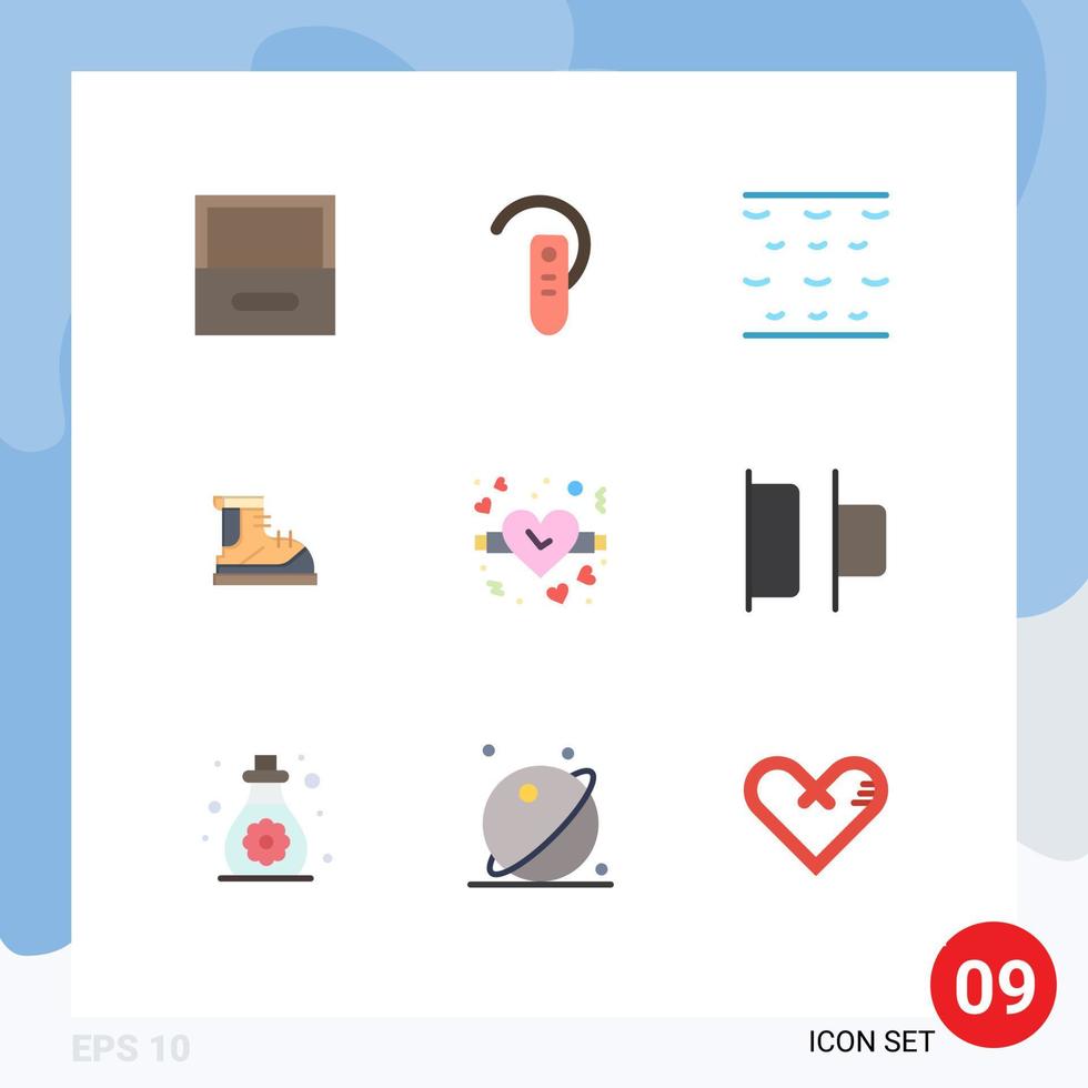9 Creative Icons Modern Signs and Symbols of valentine boot sea track hiker Editable Vector Design Elements