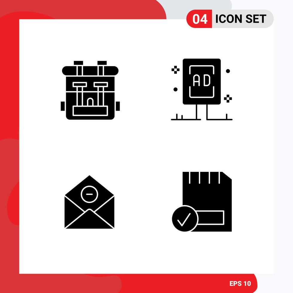 Creative Icons Modern Signs and Symbols of back pack communication hobby board delete Editable Vector Design Elements