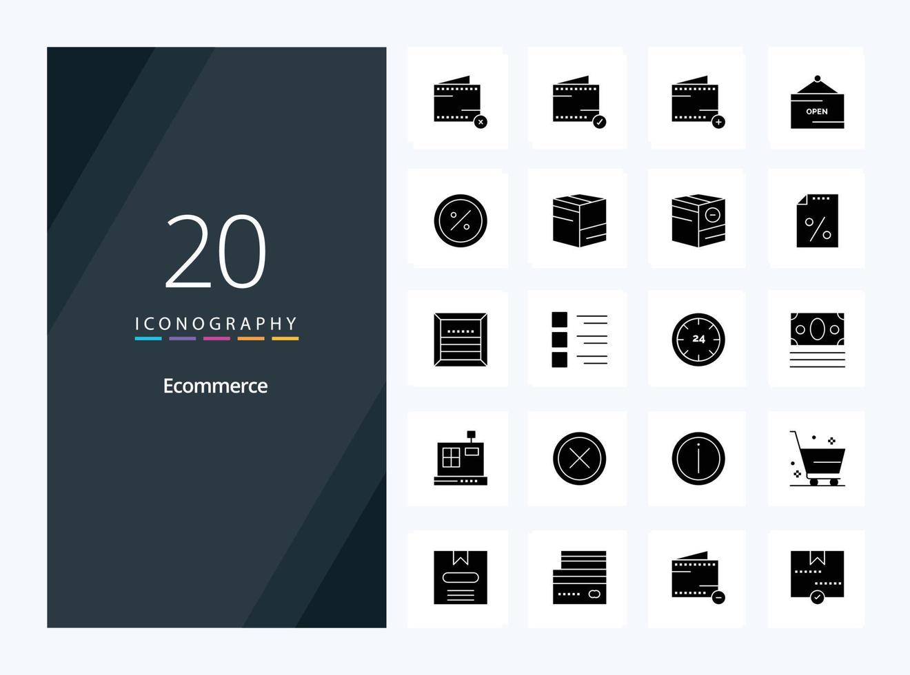 20 Ecommerce Solid Glyph icon for presentation vector
