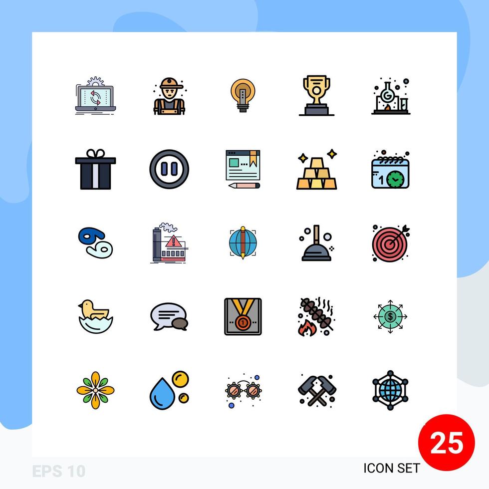 conjunto de 25 iconos de interfaz de usuario modernos signos de símbolos para elementos de diseño de vectores editables de negocio de luz de fontanero de bombilla de trabajo