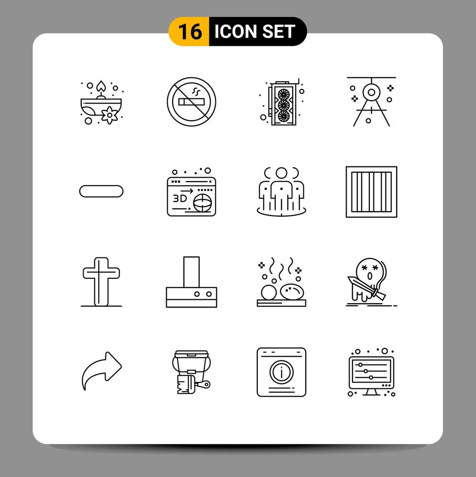 Editable Vector Line Pack of 16 Simple Outlines of minus delete graphic card drawing draft Editable Vector Design Elements