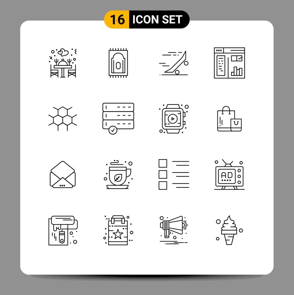 Stock Vector Icon Pack of 16 Line Signs and Symbols for structure web ride paint design Editable Vector Design Elements