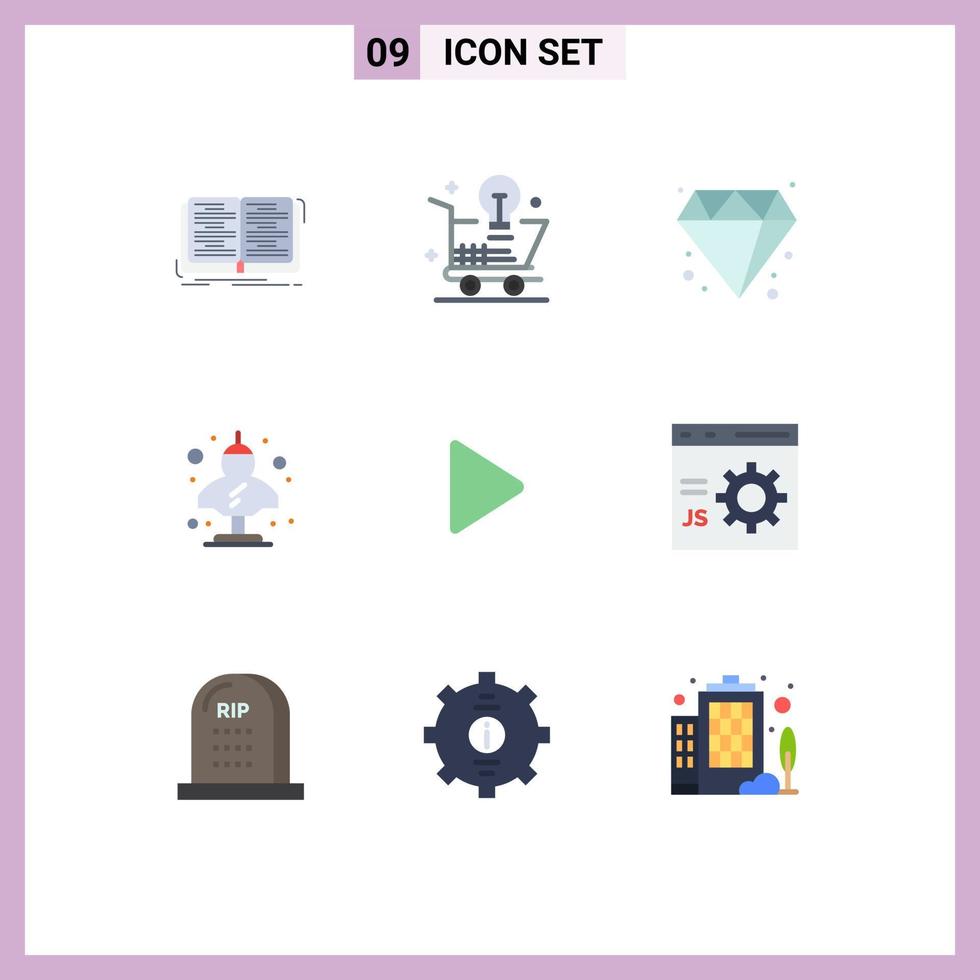 Set of 9 Modern UI Icons Symbols Signs for control classic light bulb bust ancient Editable Vector Design Elements