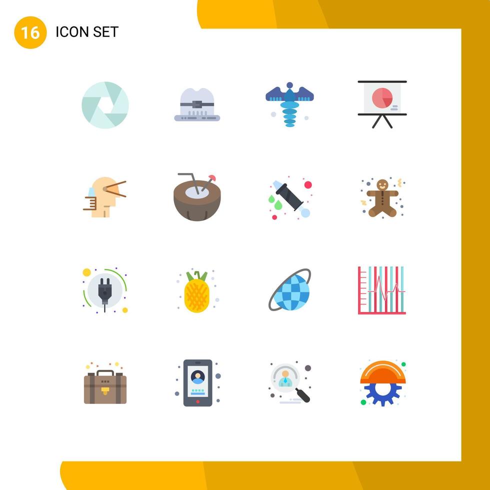 Flat Color Pack of 16 Universal Symbols of leader business medical slide marketing Editable Pack of Creative Vector Design Elements