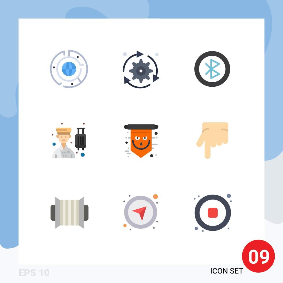 Flat Color Pack of 9 Universal Symbols of hotel avatar gear sharing devices Editable Vector Design Elements