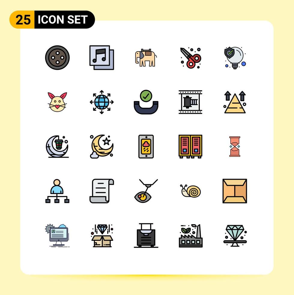 Modern Set of 25 Filled line Flat Colors Pictograph of bunny solution indian seo solution idea Editable Vector Design Elements