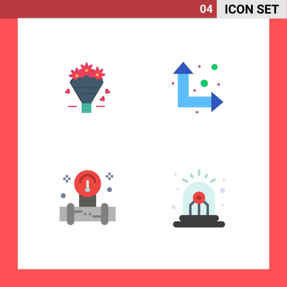 Set of 4 Commercial Flat Icons pack for popcone tools wedding up down alarm Editable Vector Design Elements