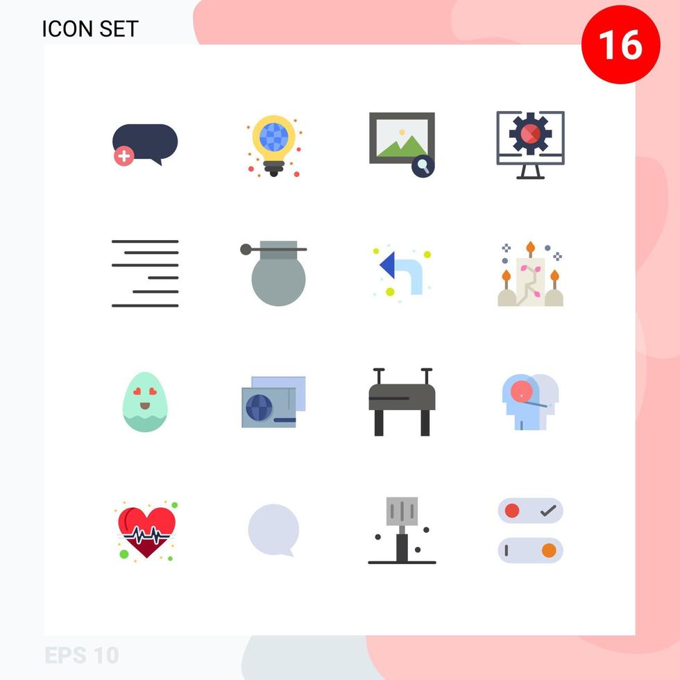 Group of 16 Modern Flat Colors Set for right setting pen online computer Editable Pack of Creative Vector Design Elements