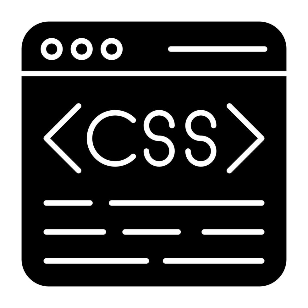 icono de diseño lleno de codificación css vector