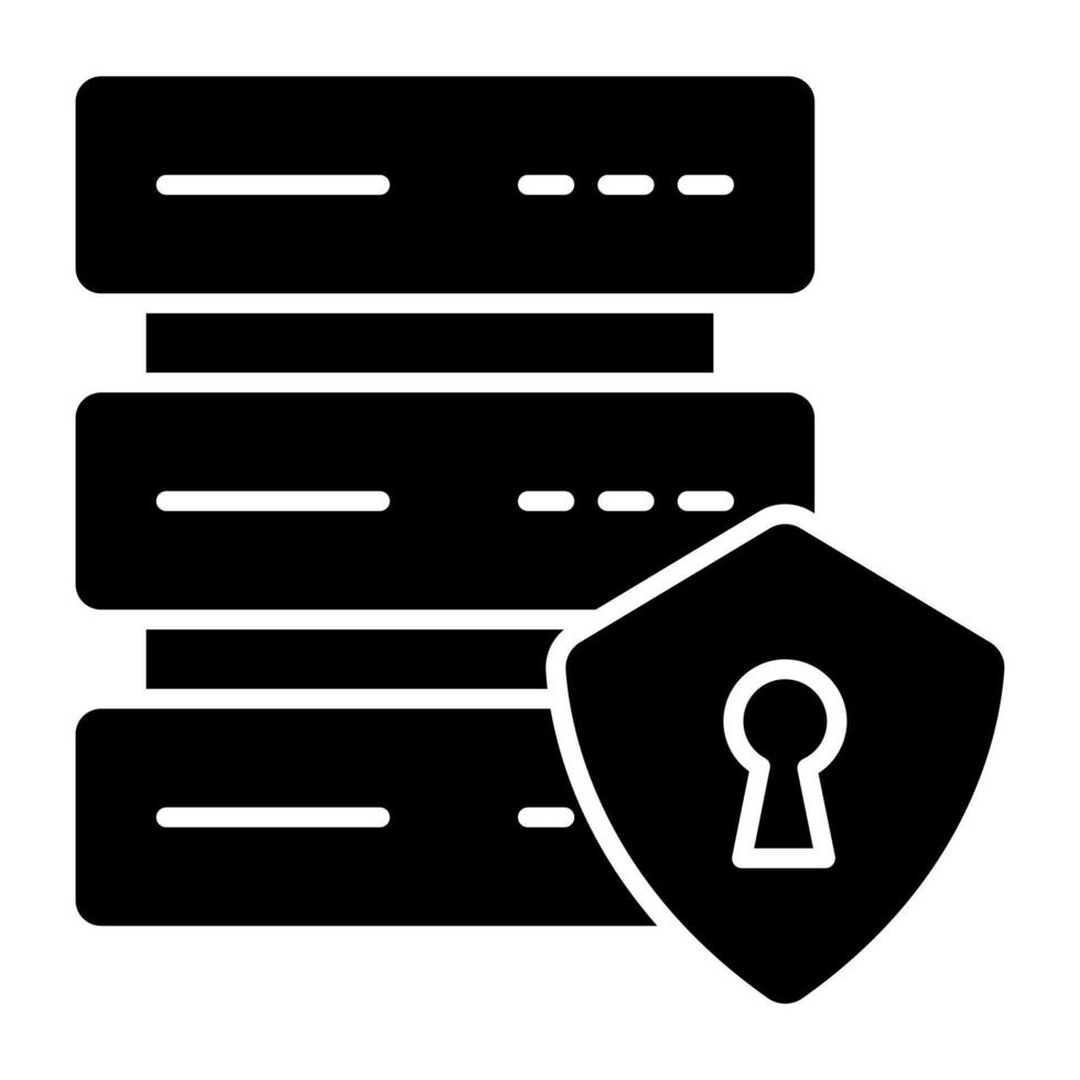 icono de diseño lleno de seguridad del servidor vector