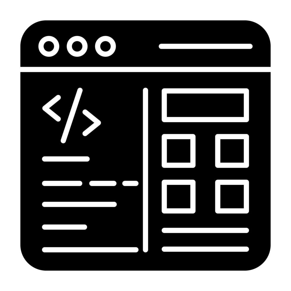 Solid design icon of web coding vector