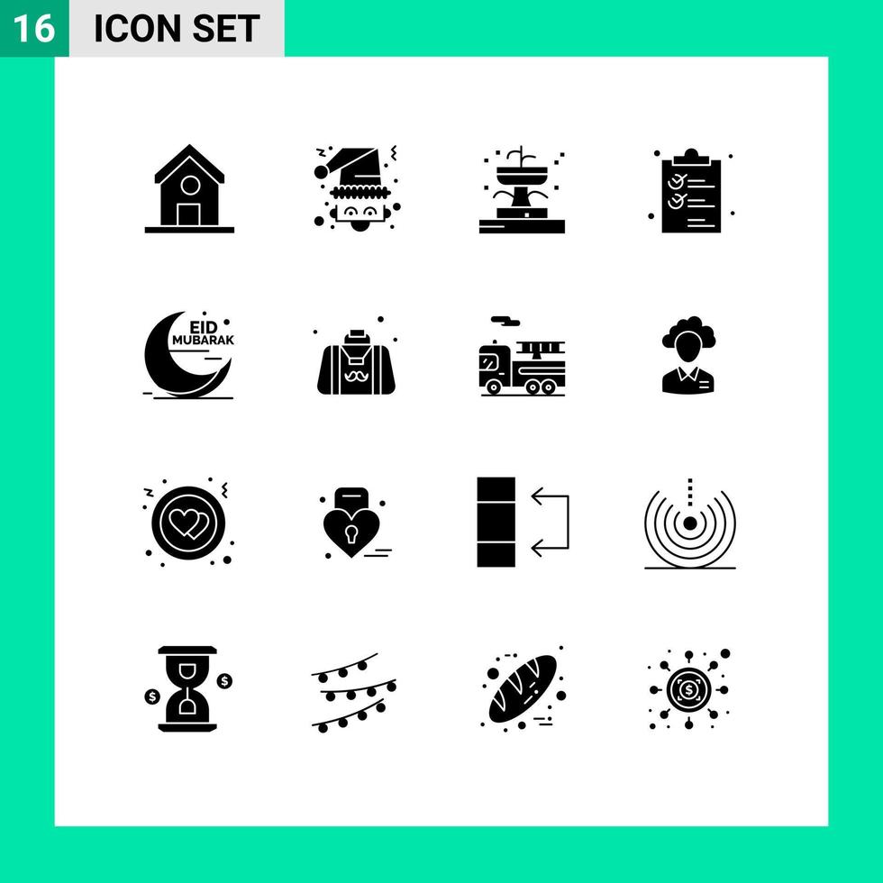 Set of 16 Modern UI Icons Symbols Signs for shopping document claus clipper park Editable Vector Design Elements