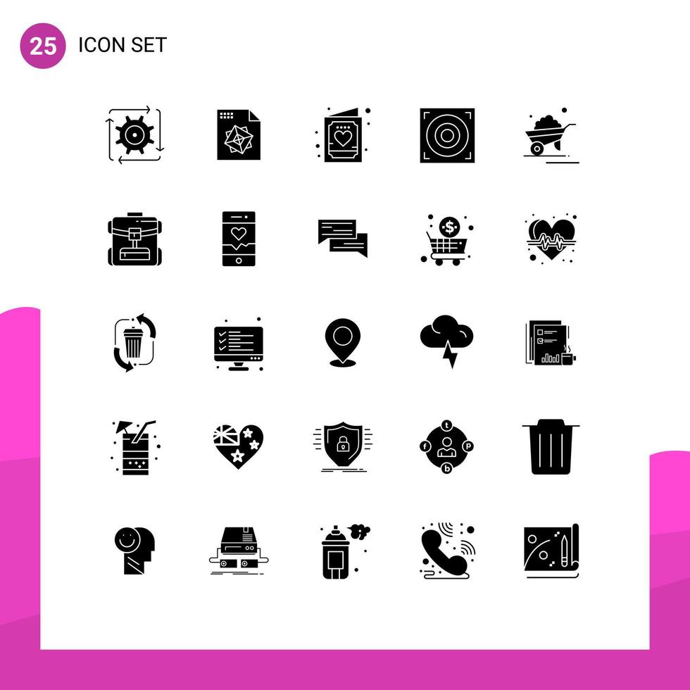 Set of 25 Modern UI Icons Symbols Signs for garden speaker card design kid Editable Vector Design Elements